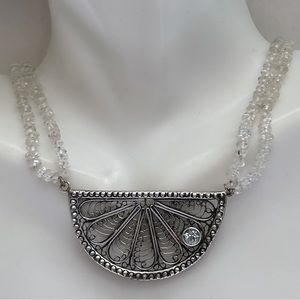 Cynthia Gale Ca D’zan Sunset Sterling Silver Aquamarine Blue Topaz Necklace